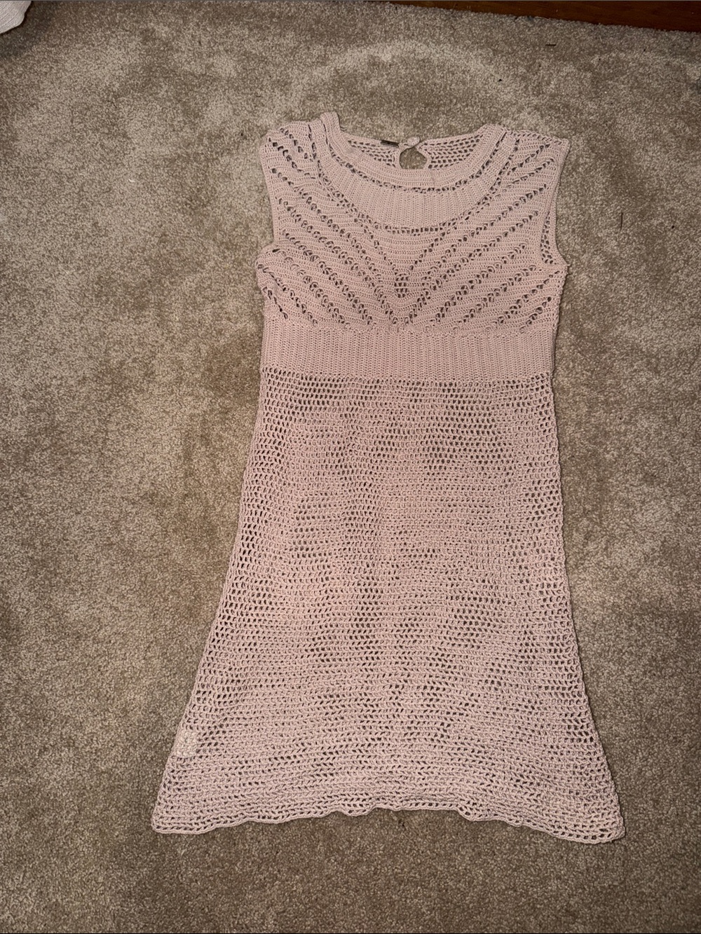 Chan Luu Crochet Knit Dress in Light Pink